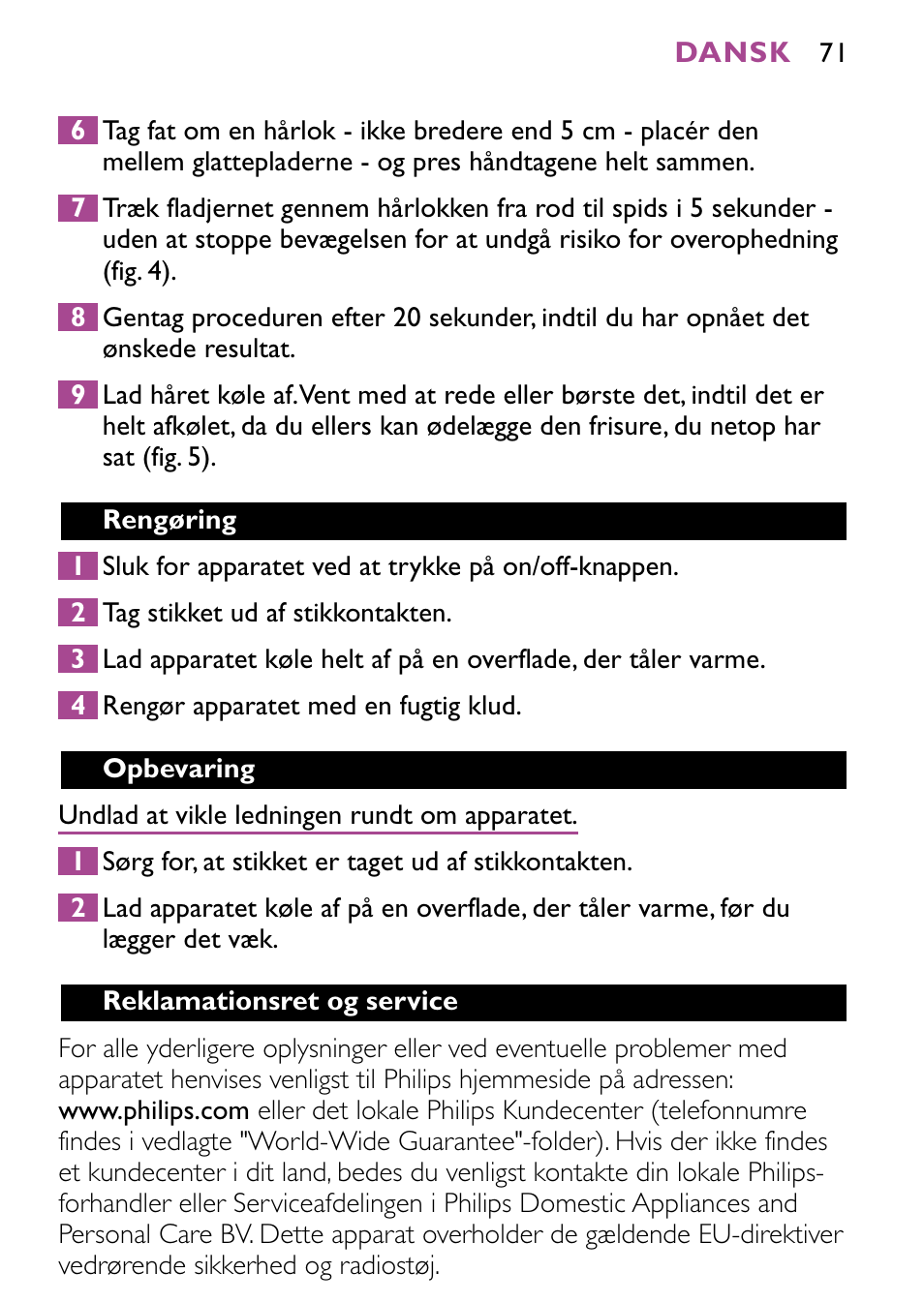 Philips HP4647 User Manual | Page 71 / 86