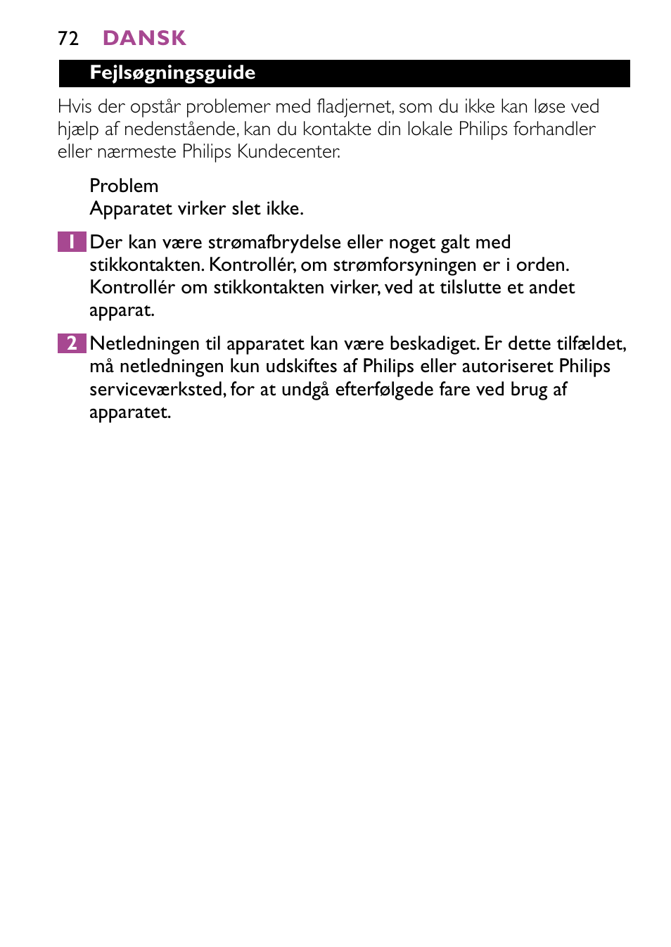 Philips HP4647 User Manual | Page 72 / 86