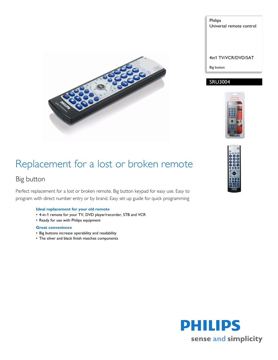 Philips SRU3004 User Manual | 2 pages