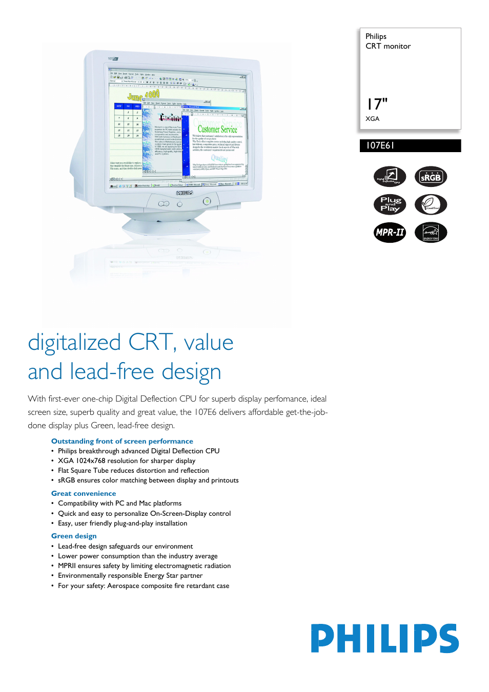 Philips 107E05 User Manual | 2 pages