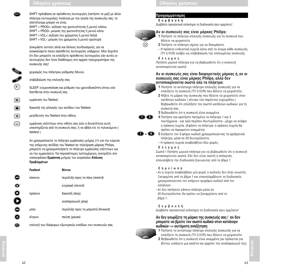 Δηγίες ρήσεως | Philips RU620/87 User Manual | Page 22 / 30