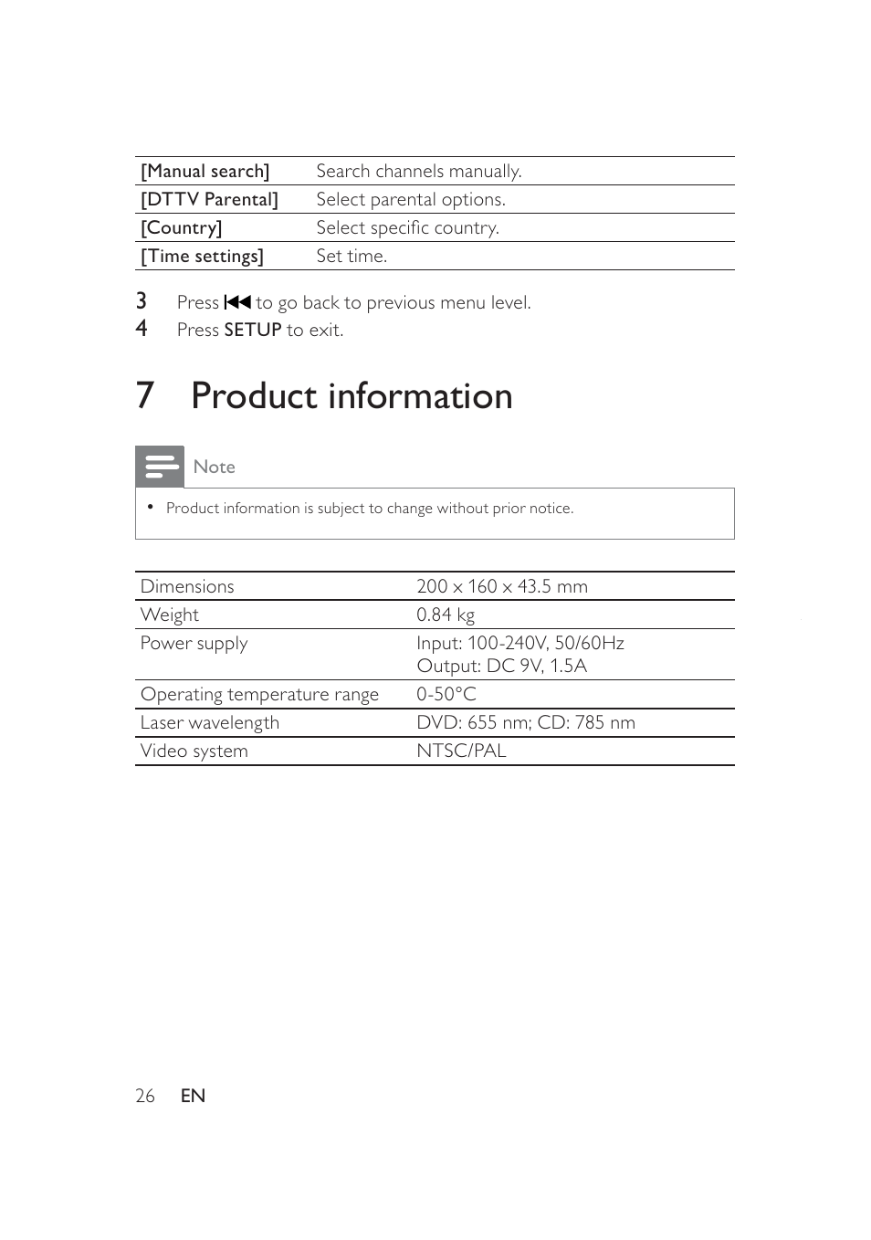 7product information | Philips PD9005 User Manual | Page 25 / 27