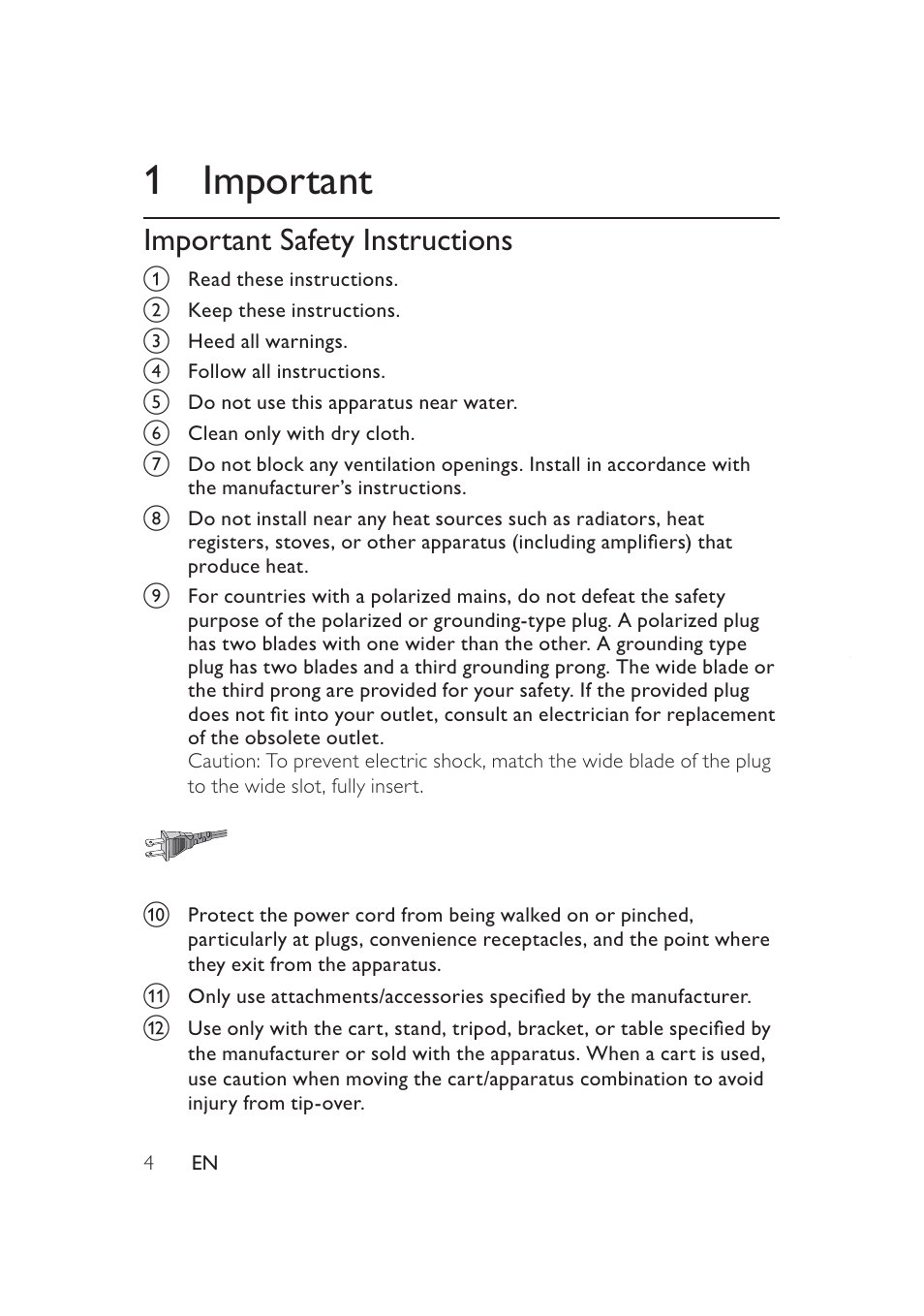 1important, Important safety instructions | Philips PD9005 User Manual | Page 3 / 27