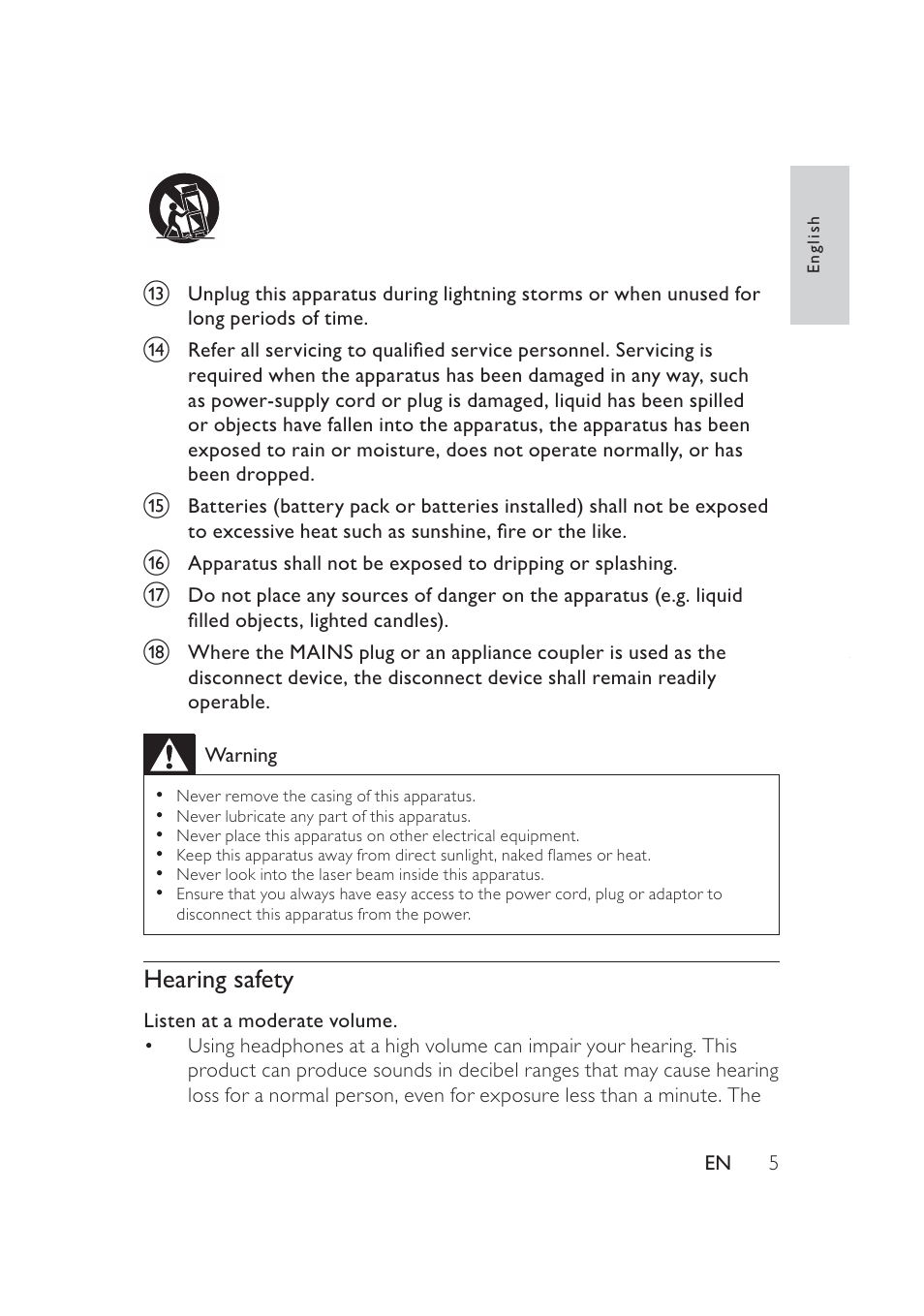 Hearing safety | Philips PD9005 User Manual | Page 4 / 27