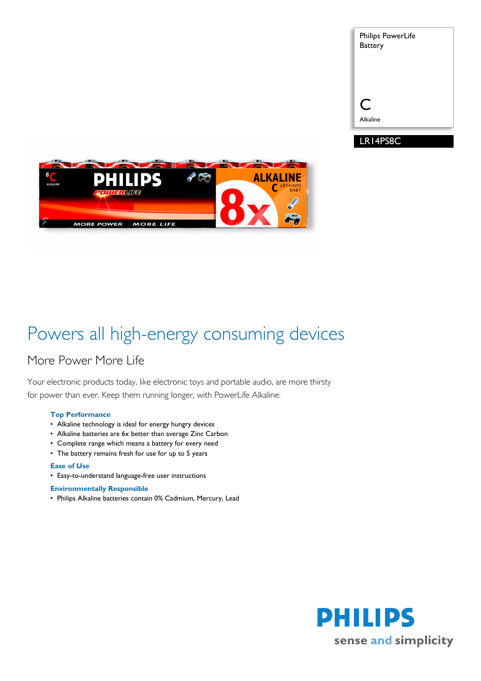 Philips LR14PS8C User Manual | 2 pages