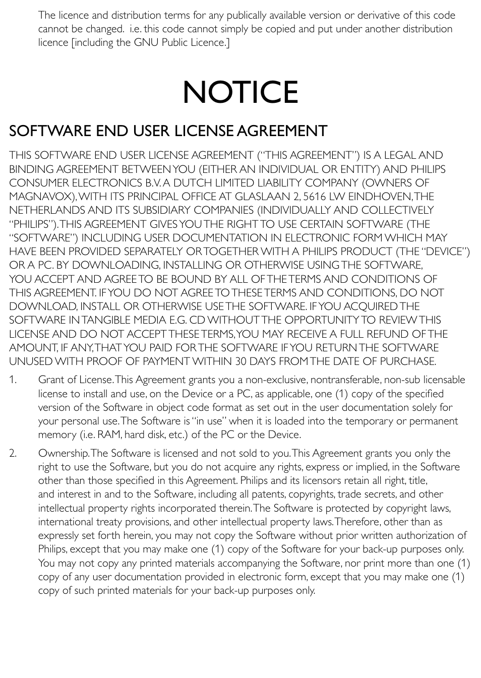 Notice | Philips BDP2500/12 User Manual | Page 43 / 47