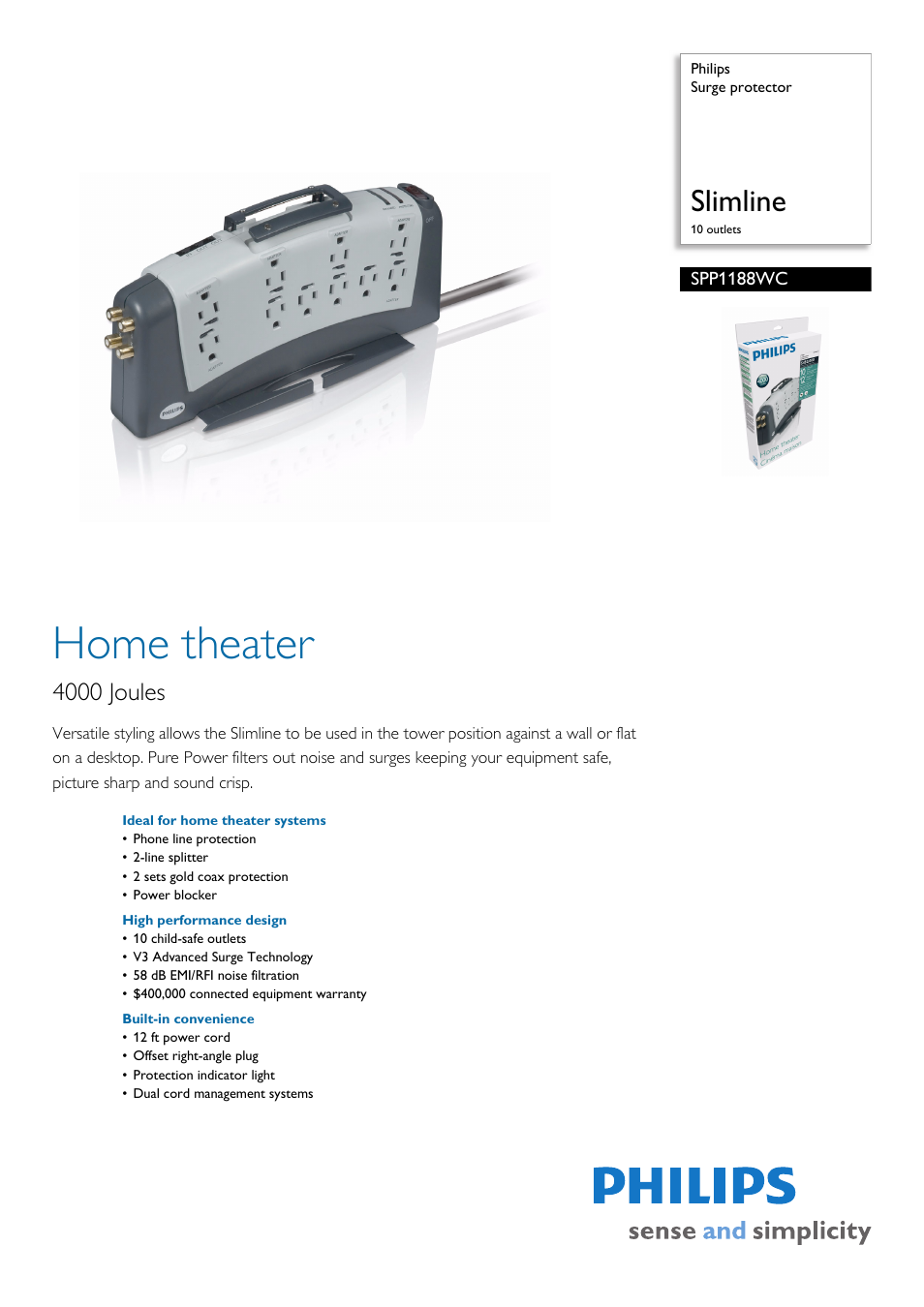 Philips SPP1188WC User Manual | 2 pages