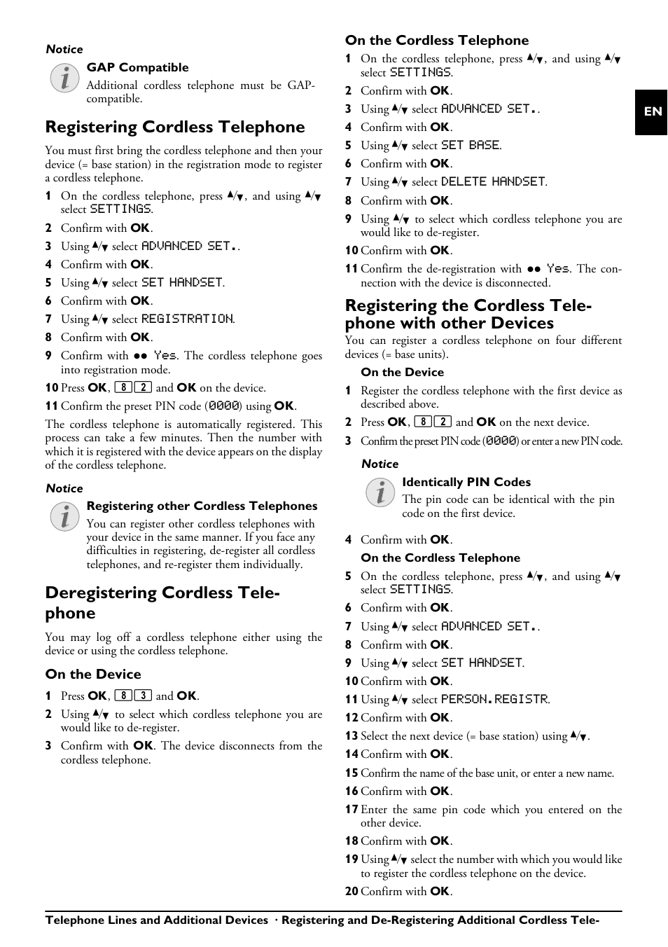 Registering cordless telephone, Deregistering cordless telephone, Deregistering cordless tele- phone | Philips MAGIC 5 ECO PPF 650 User Manual | Page 41 / 56