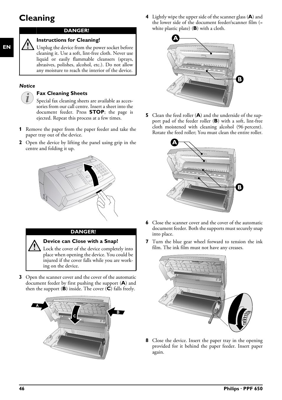 Cleaning | Philips MAGIC 5 ECO PPF 650 User Manual | Page 46 / 56