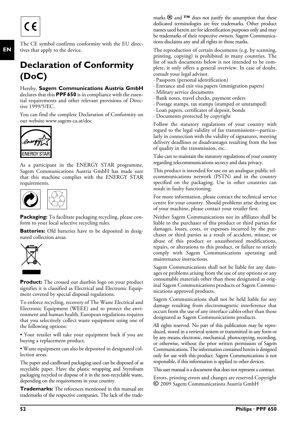 Declaration of conformity (doc) | Philips MAGIC 5 ECO PPF 650 User Manual | Page 52 / 56