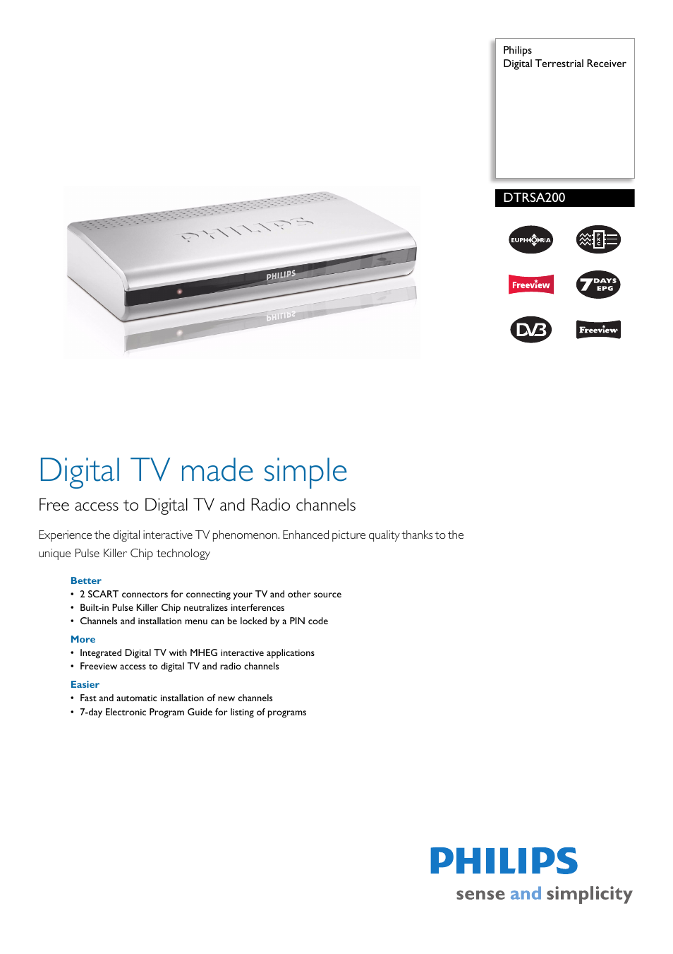 Philips DTRSA200 User Manual | 2 pages