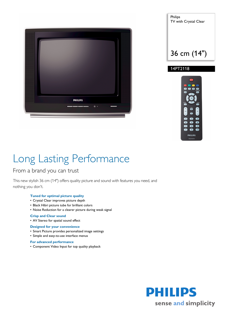 Philips 14PT2118 User Manual | 2 pages