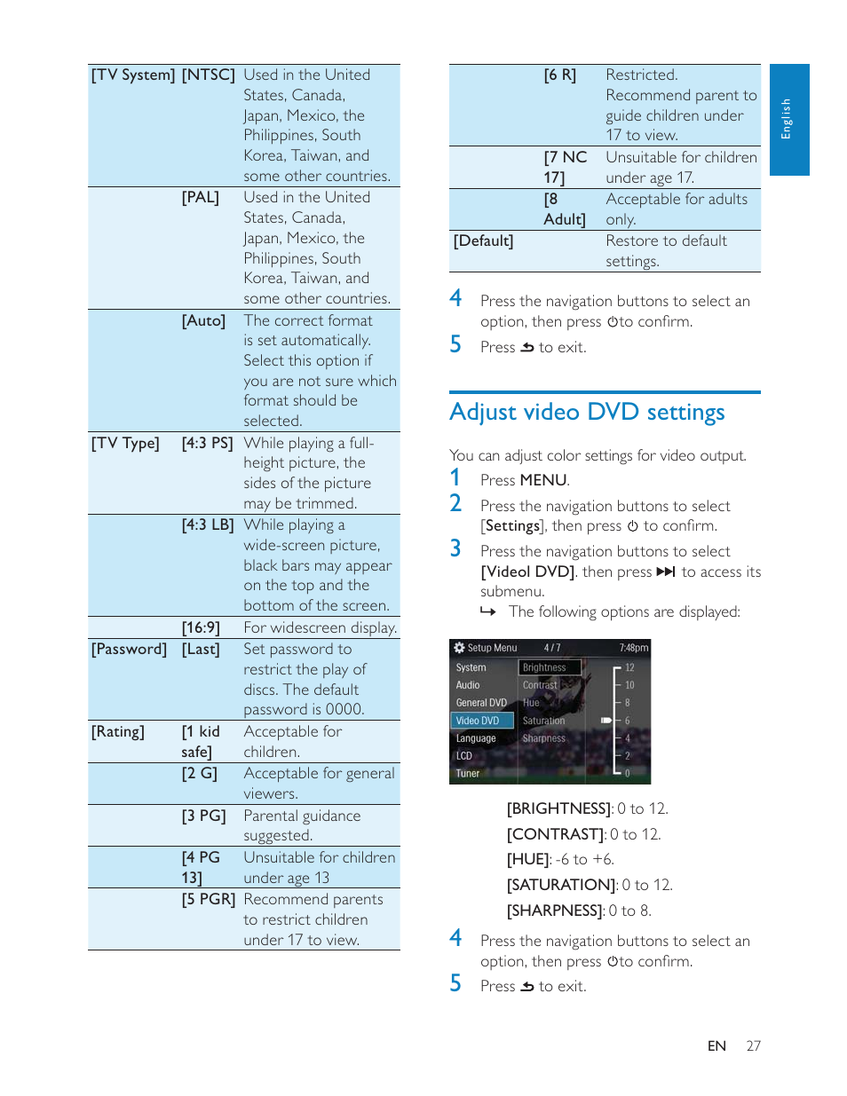 Adjust video dvd settings | Philips CED228 User Manual | Page 26 / 33