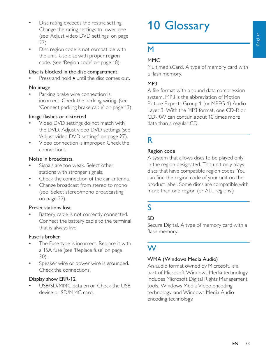 10 glossary | Philips CED228 User Manual | Page 32 / 33