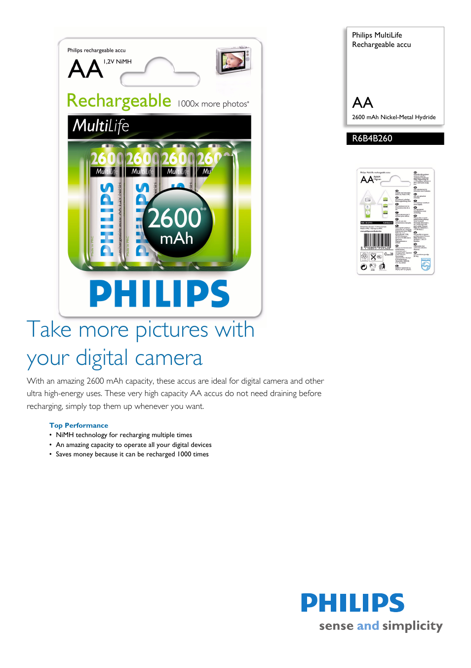 Philips R6B4B260 User Manual | 2 pages