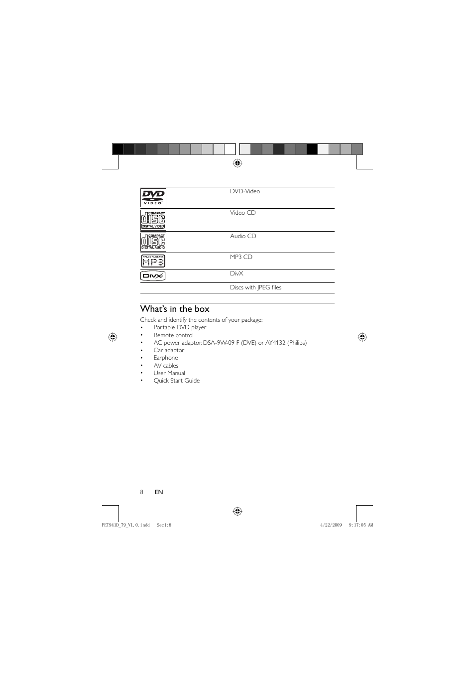 What’s in the box | Philips PET941D/79 User Manual | Page 7 / 22