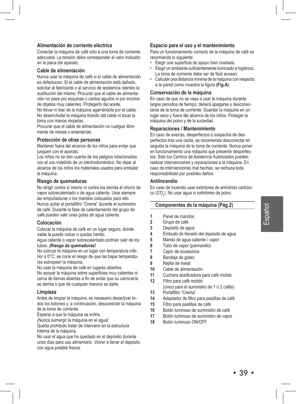 39 • español | Philips SIN 006XN User Manual | Page 39 / 72