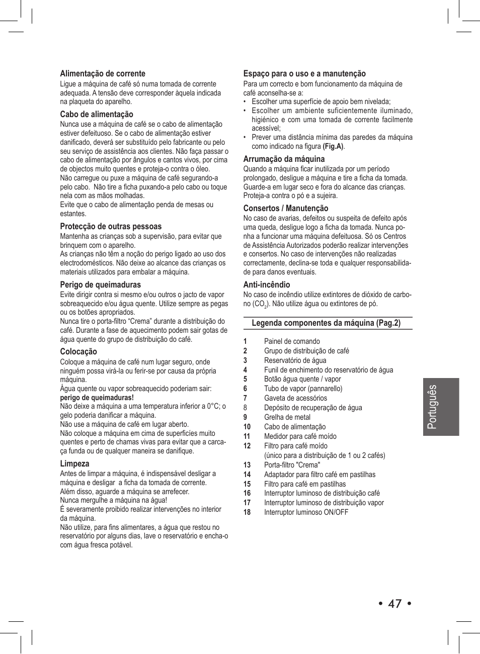 47 • português | Philips SIN 006XN User Manual | Page 47 / 72