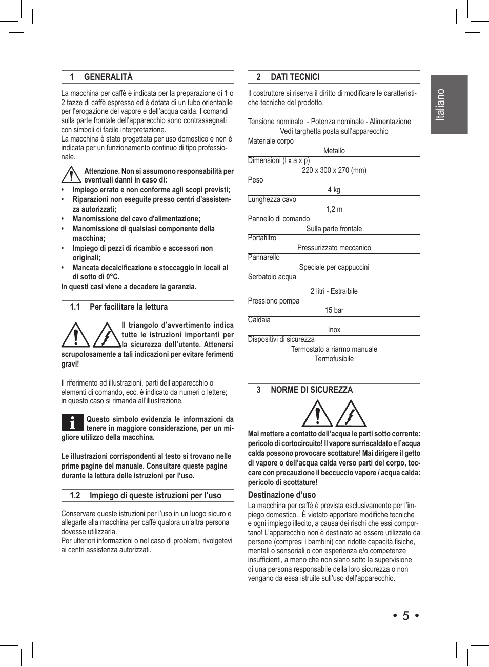 5 • italiano | Philips SIN 006XN User Manual | Page 5 / 72
