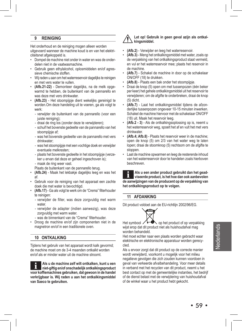 59 • nederlands | Philips SIN 006XN User Manual | Page 59 / 72