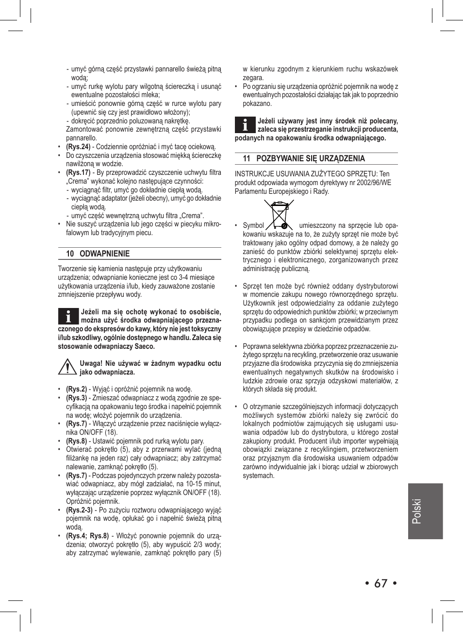 67 • polski | Philips SIN 006XN User Manual | Page 67 / 72