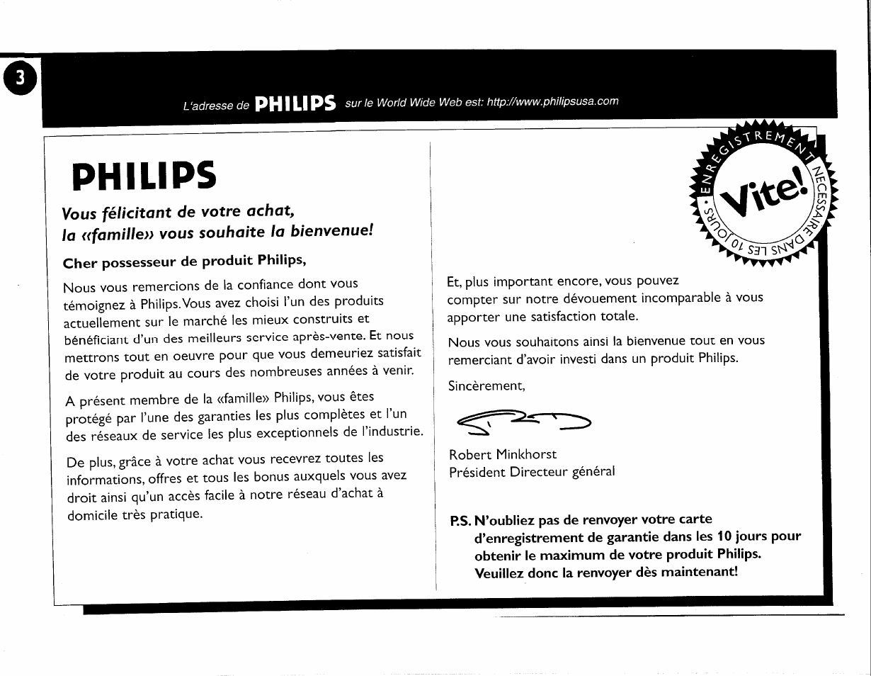 Rs. n’oubliez pas de renvoyer votre carte, Philips | Philips FW-M55 User Manual | Page 40 / 98