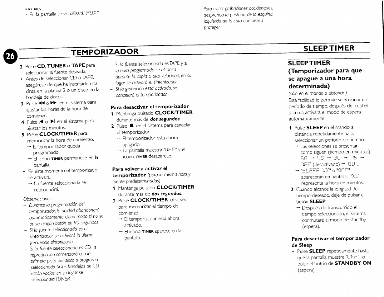 Sleeptimer, Tempomzador sleeptimer | Philips FW-M55 User Manual | Page 94 / 98