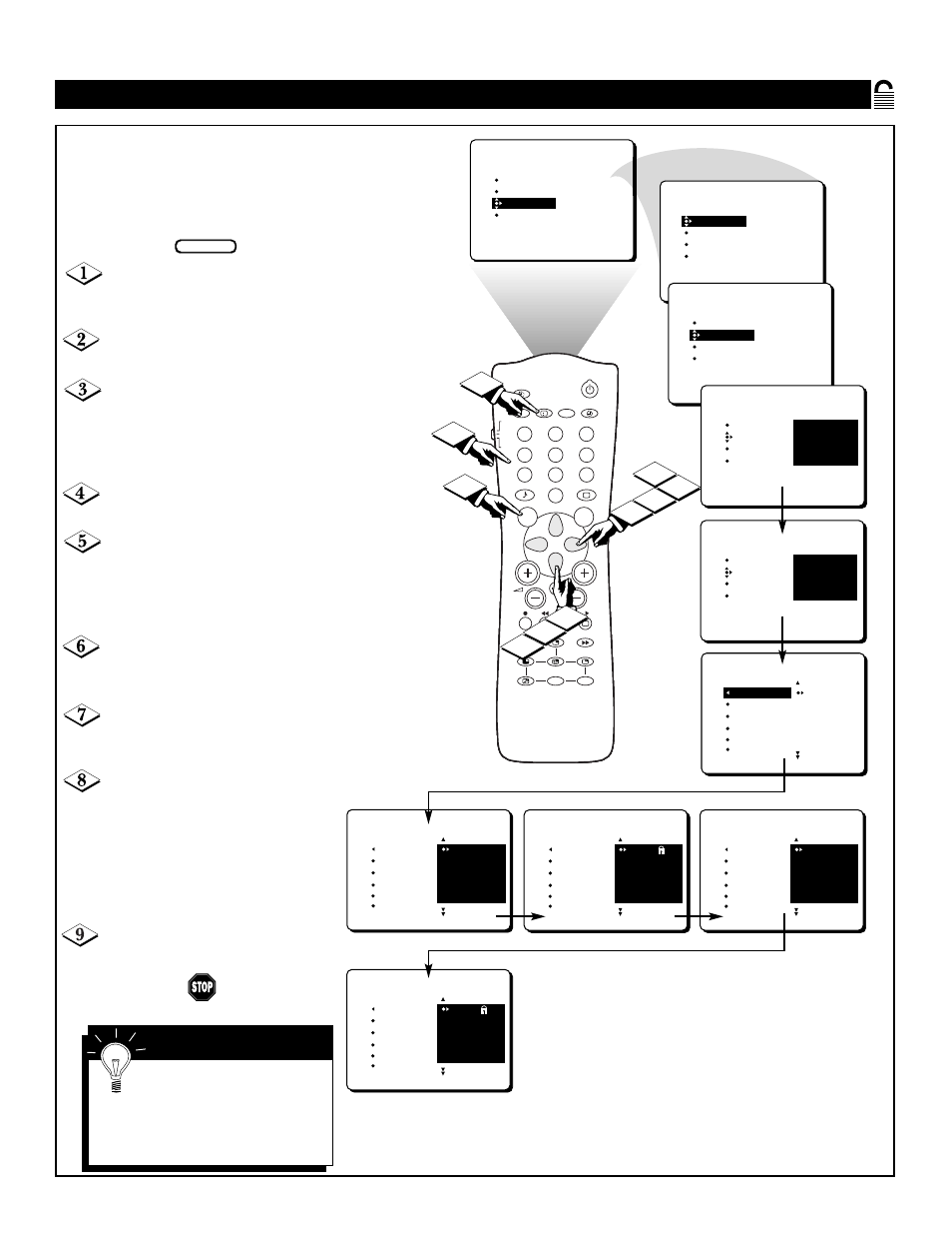 Locking, Hannels, Features menu • the autolock control | Mart | Philips Magnavox 55P8241 User Manual | Page 21 / 54