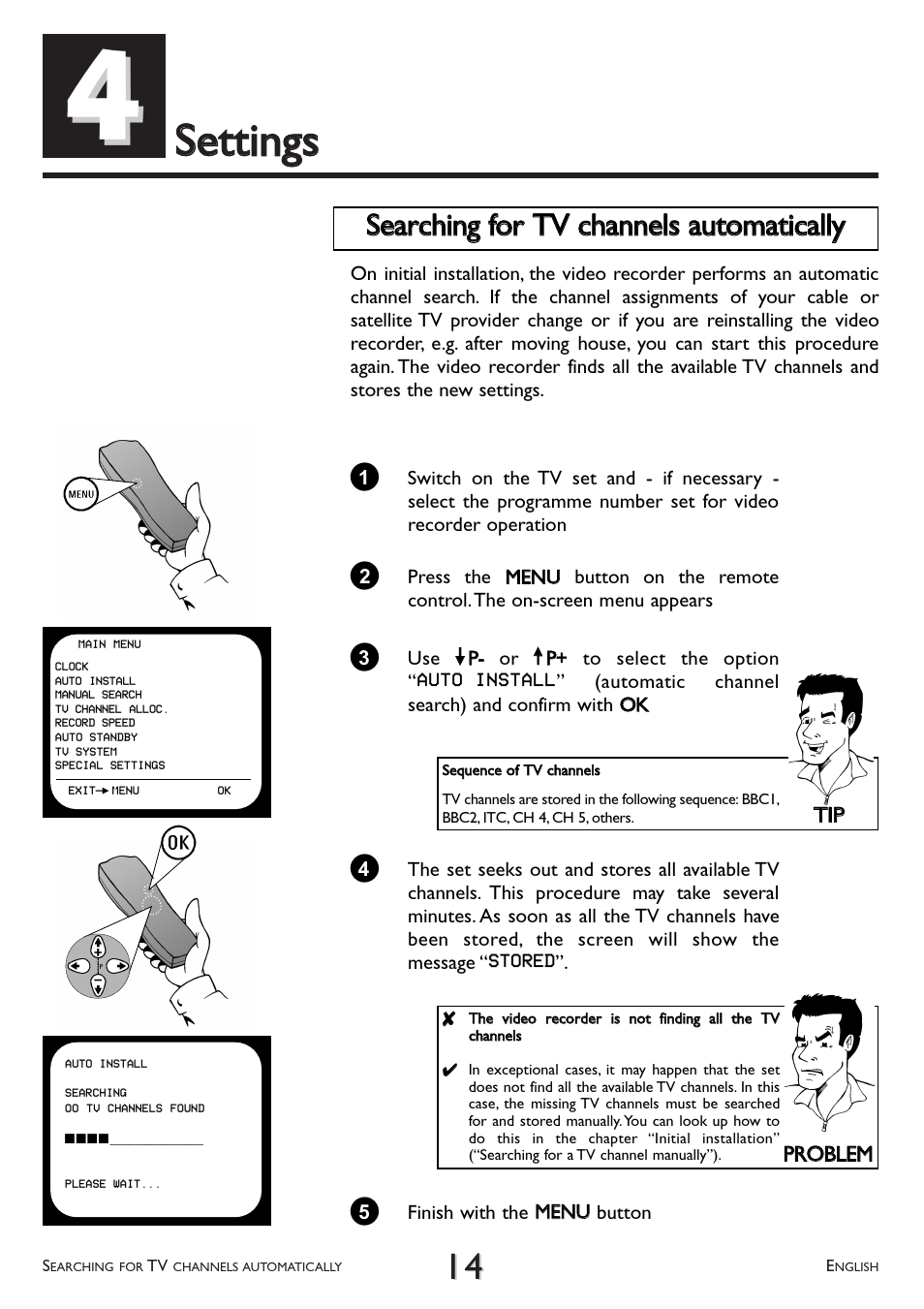 Settings | Philips VR 617/07 User Manual | Page 14 / 52