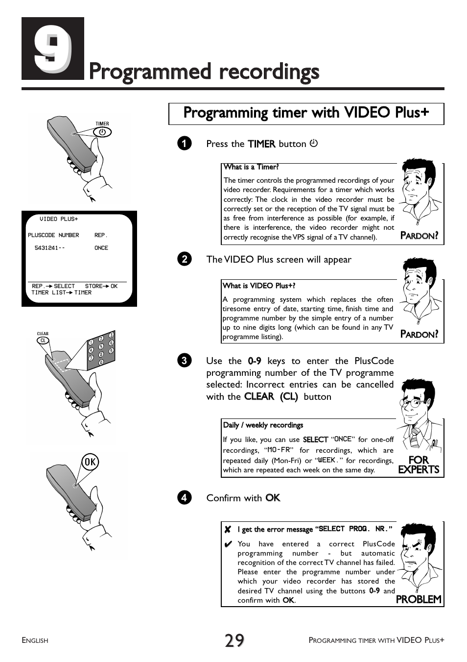 Programmed, Recordings, Pprrooggrraam mm meedd rreeccoorrddiinnggss | Philips VR 617/07 User Manual | Page 29 / 52