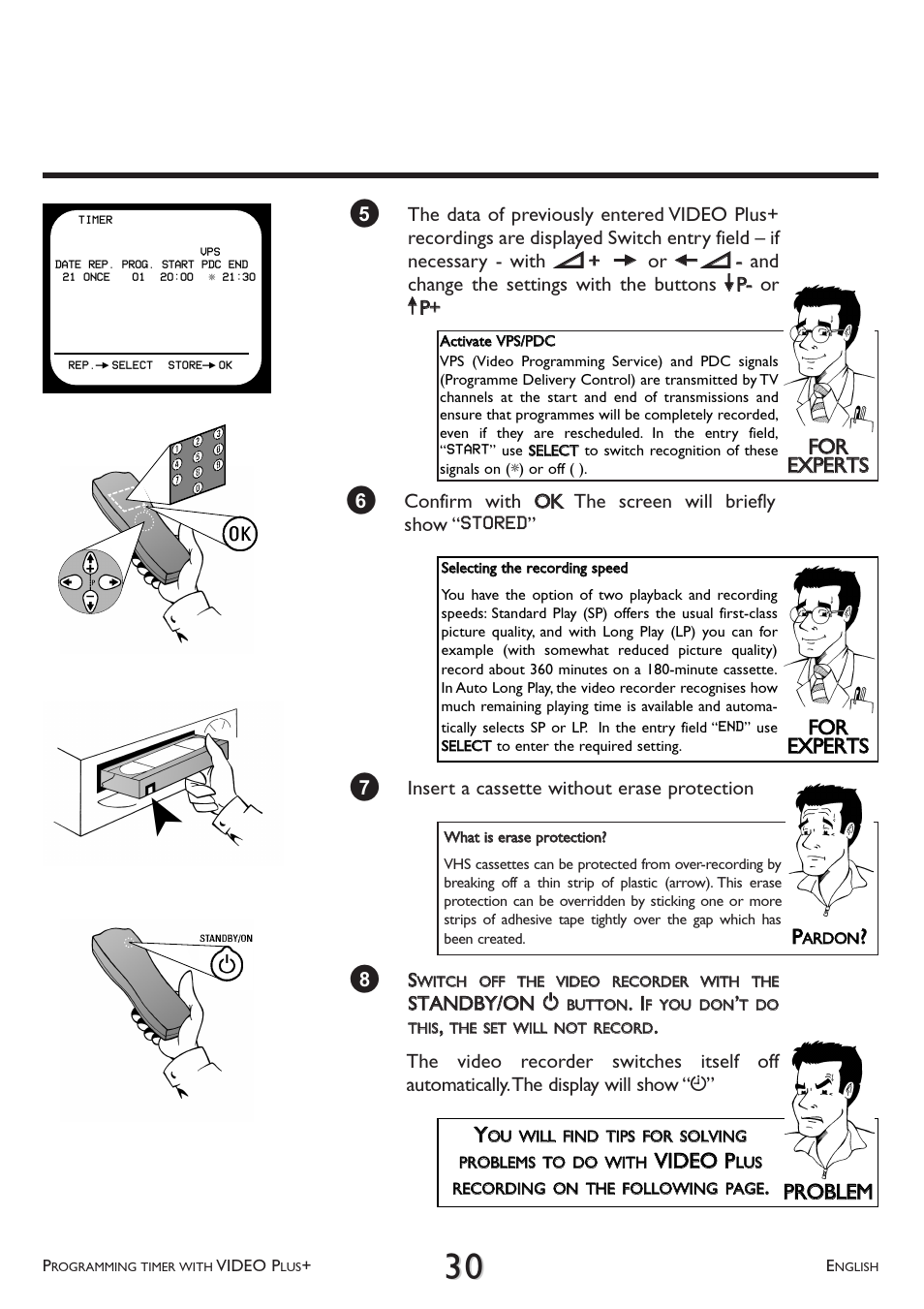 Ffo orr eex xppeerrttss, Pprro obblleem m yy, Vviid deeo o pp | Philips VR 617/07 User Manual | Page 30 / 52