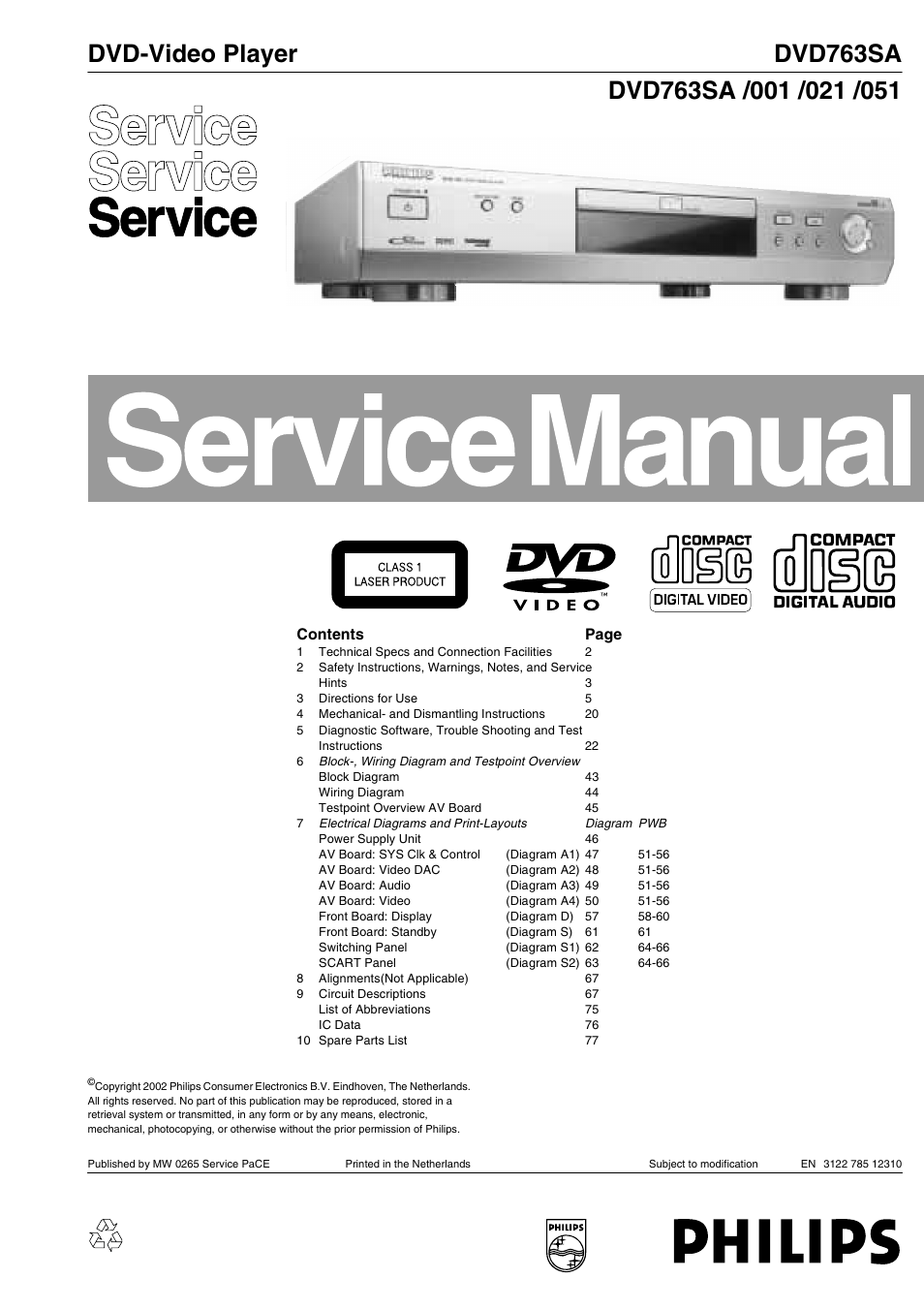 Philips DVD763SA/001 User Manual | 64 pages