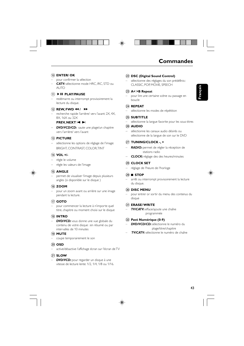 Commandes | Philips AJL 700 User Manual | Page 16 / 31