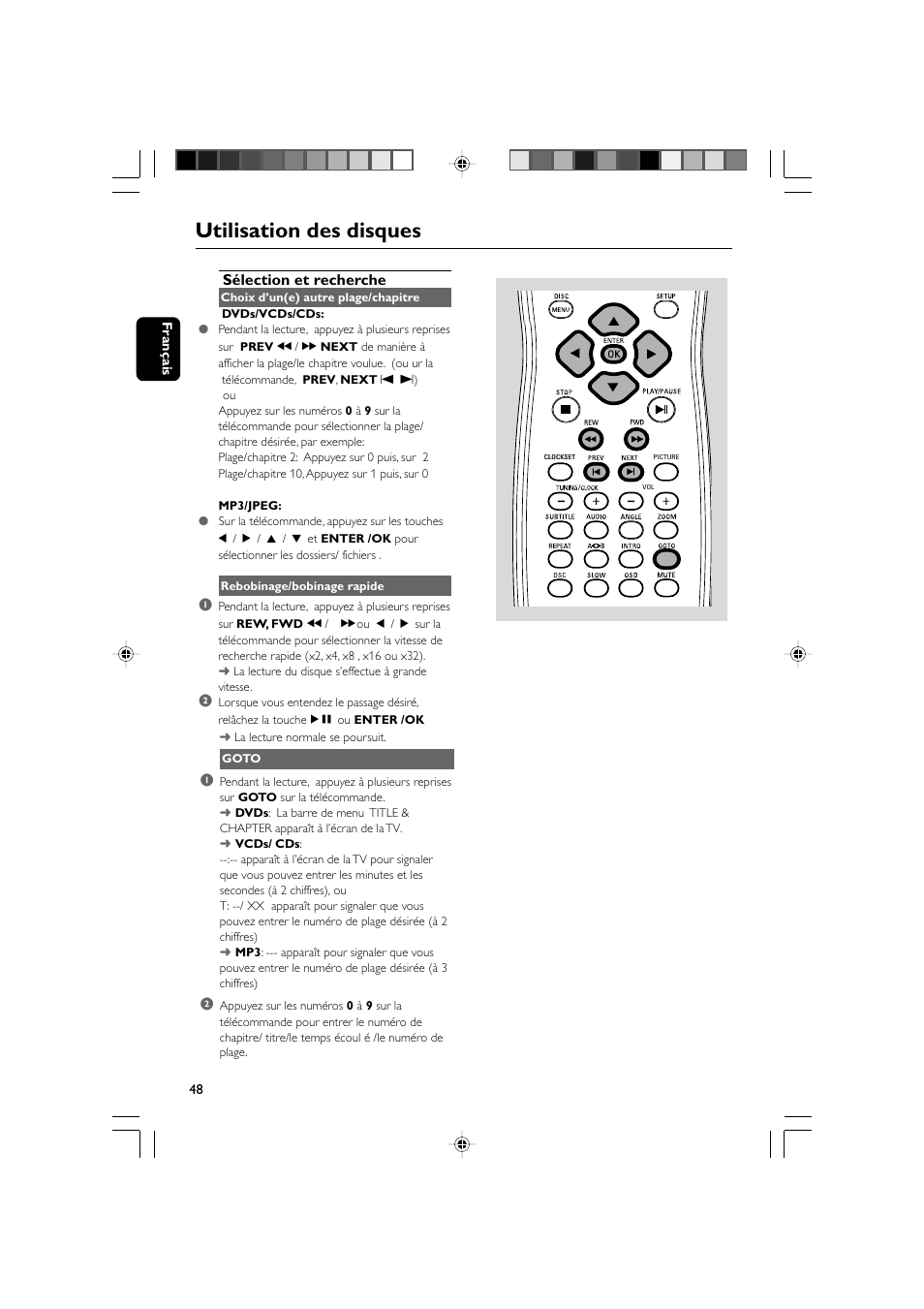 Utilisation des disques, Sélection et recherche | Philips AJL 700 User Manual | Page 21 / 31