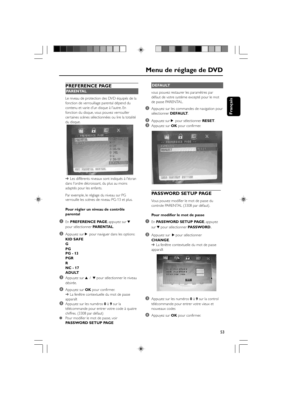 Menu de réglage de dvd | Philips AJL 700 User Manual | Page 26 / 31