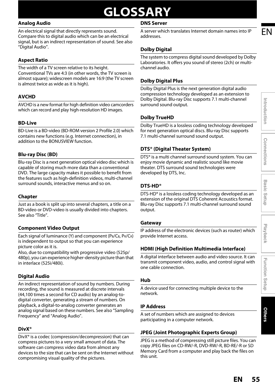 Glossary, 55 en | Philips BDP5110/F7 User Manual | Page 55 / 60