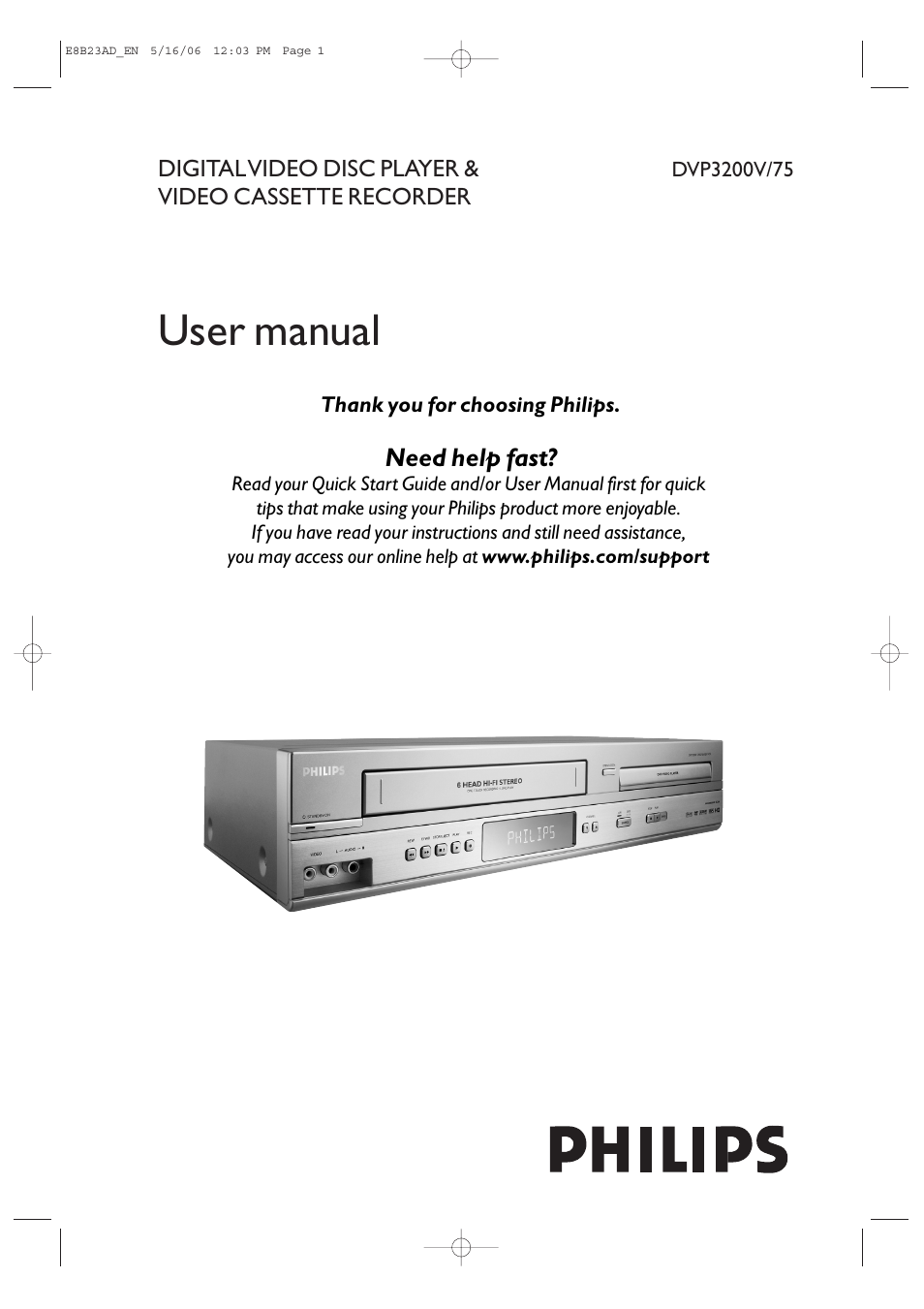 Philips DVP3200V/75 User Manual | 24 pages