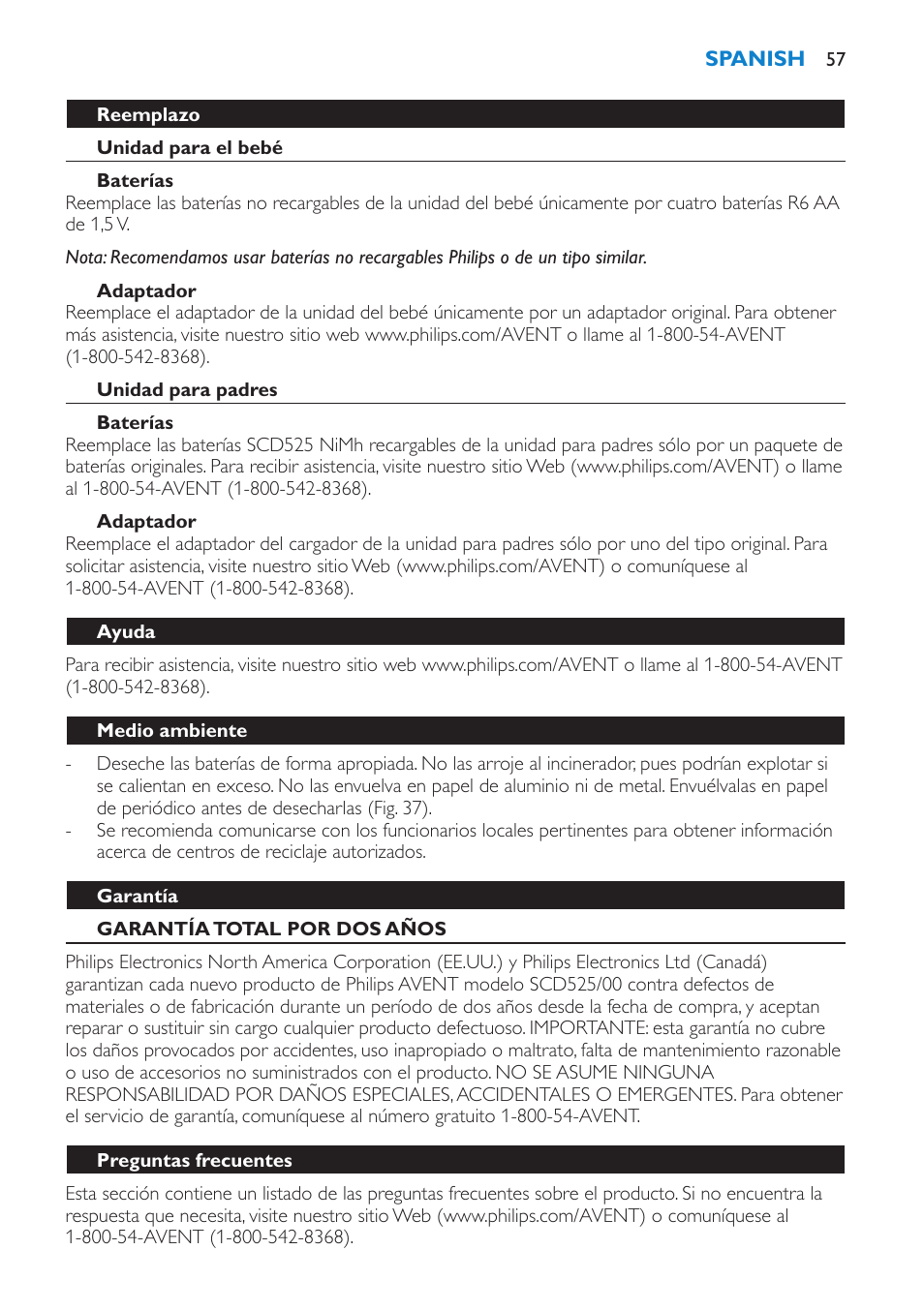 Philips Avent SCD525 User Manual | Page 57 / 64