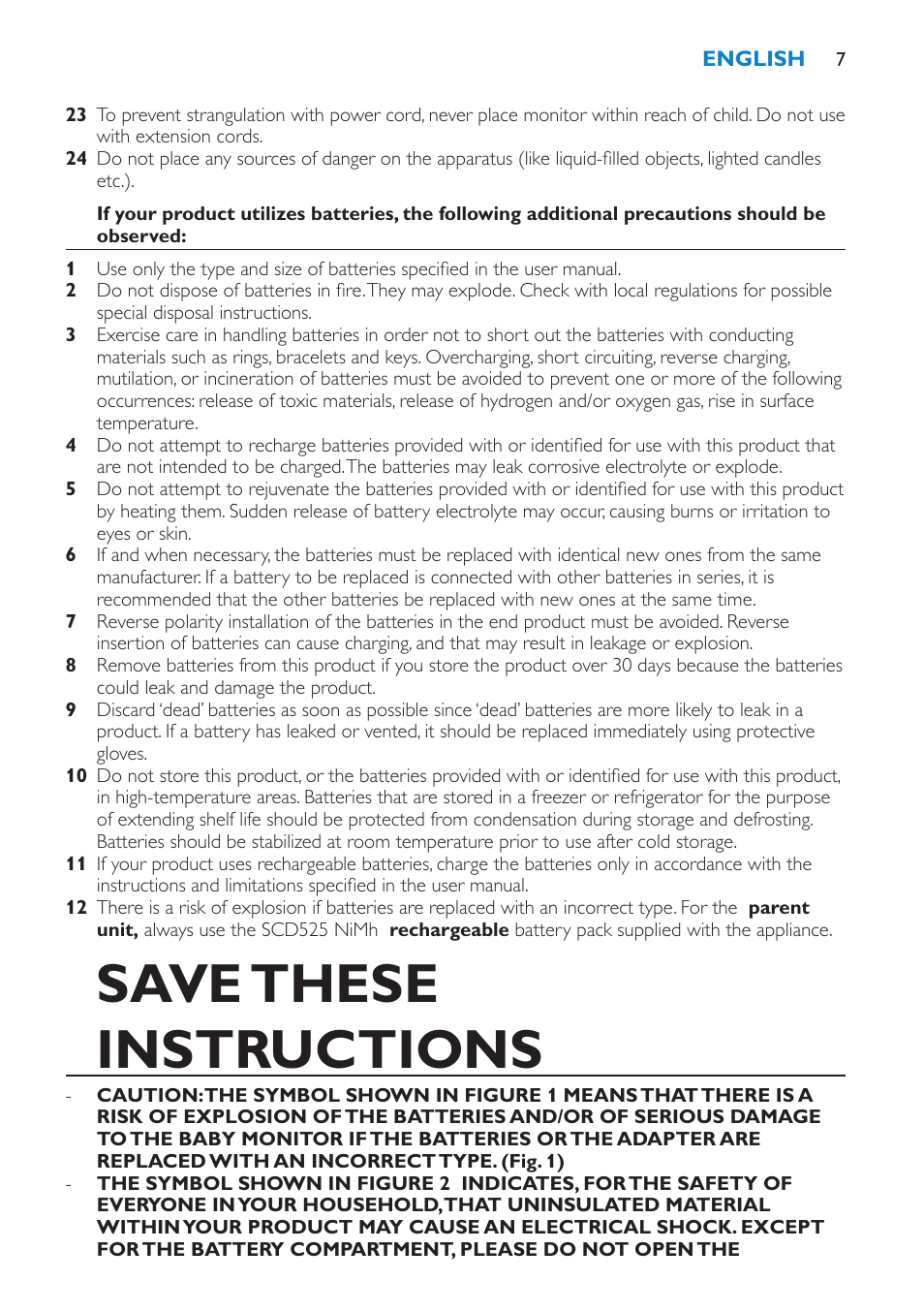 Save these instructions | Philips Avent SCD525 User Manual | Page 7 / 64