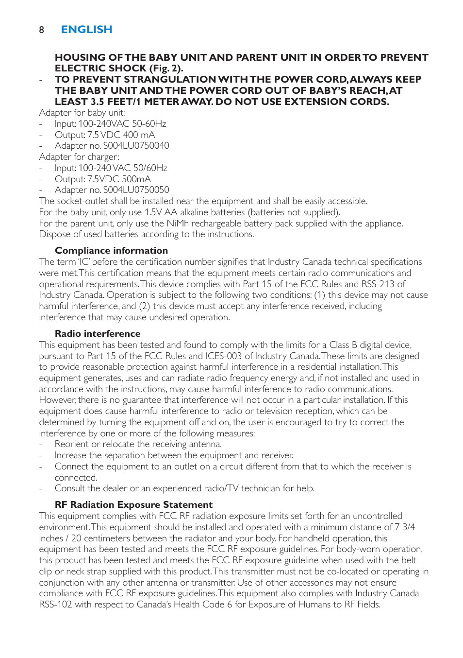 Philips Avent SCD525 User Manual | Page 8 / 64