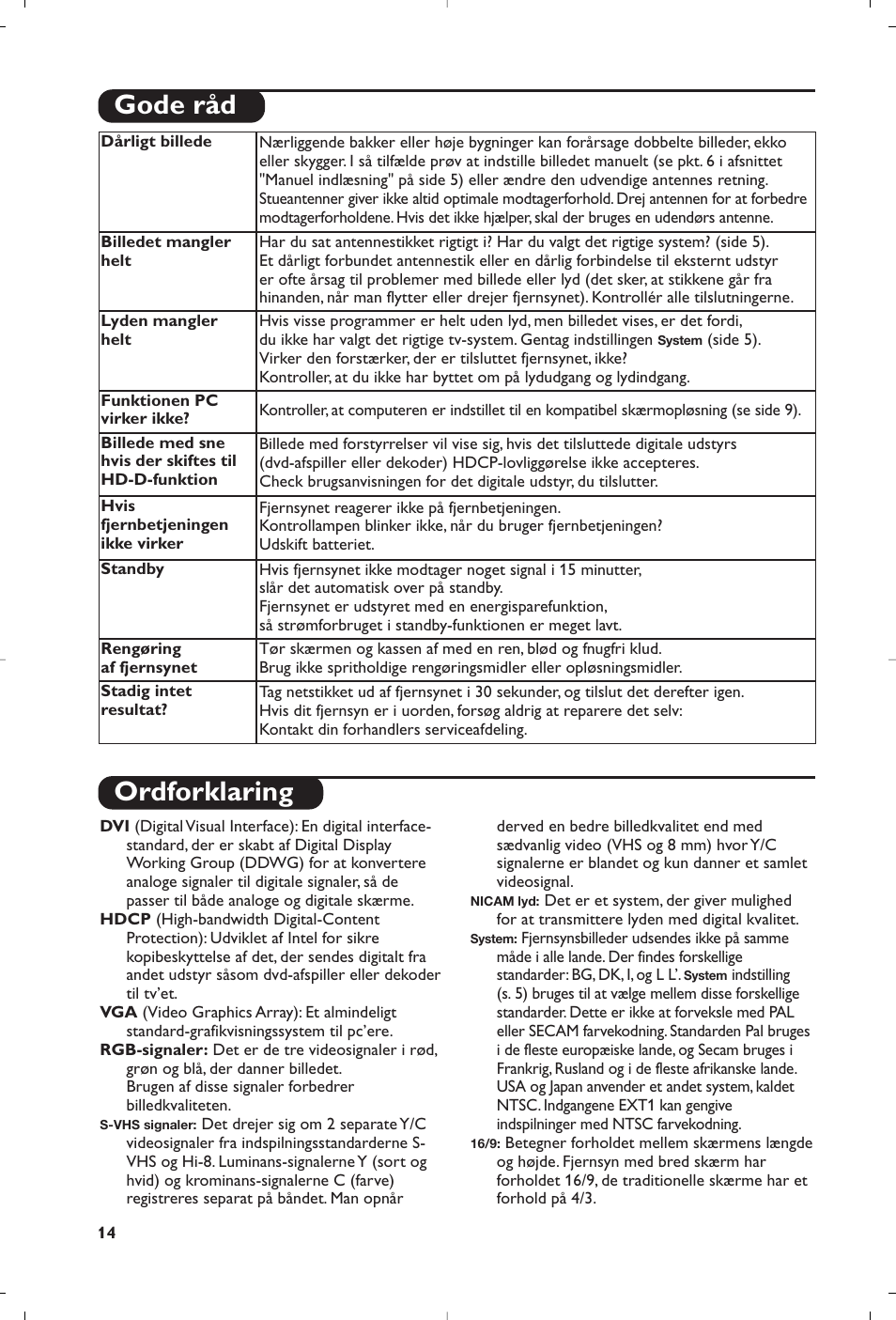 Ordforklaring, Gode råd | Philips 15PF4110/58 User Manual | Page 102 / 174