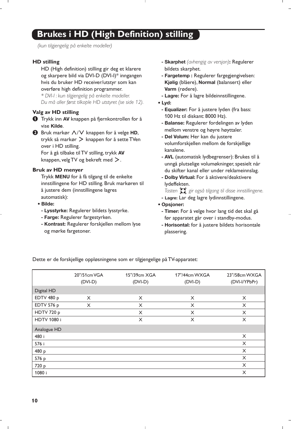 Brukes i hd (high definition) stilling | Philips 15PF4110/58 User Manual | Page 112 / 174