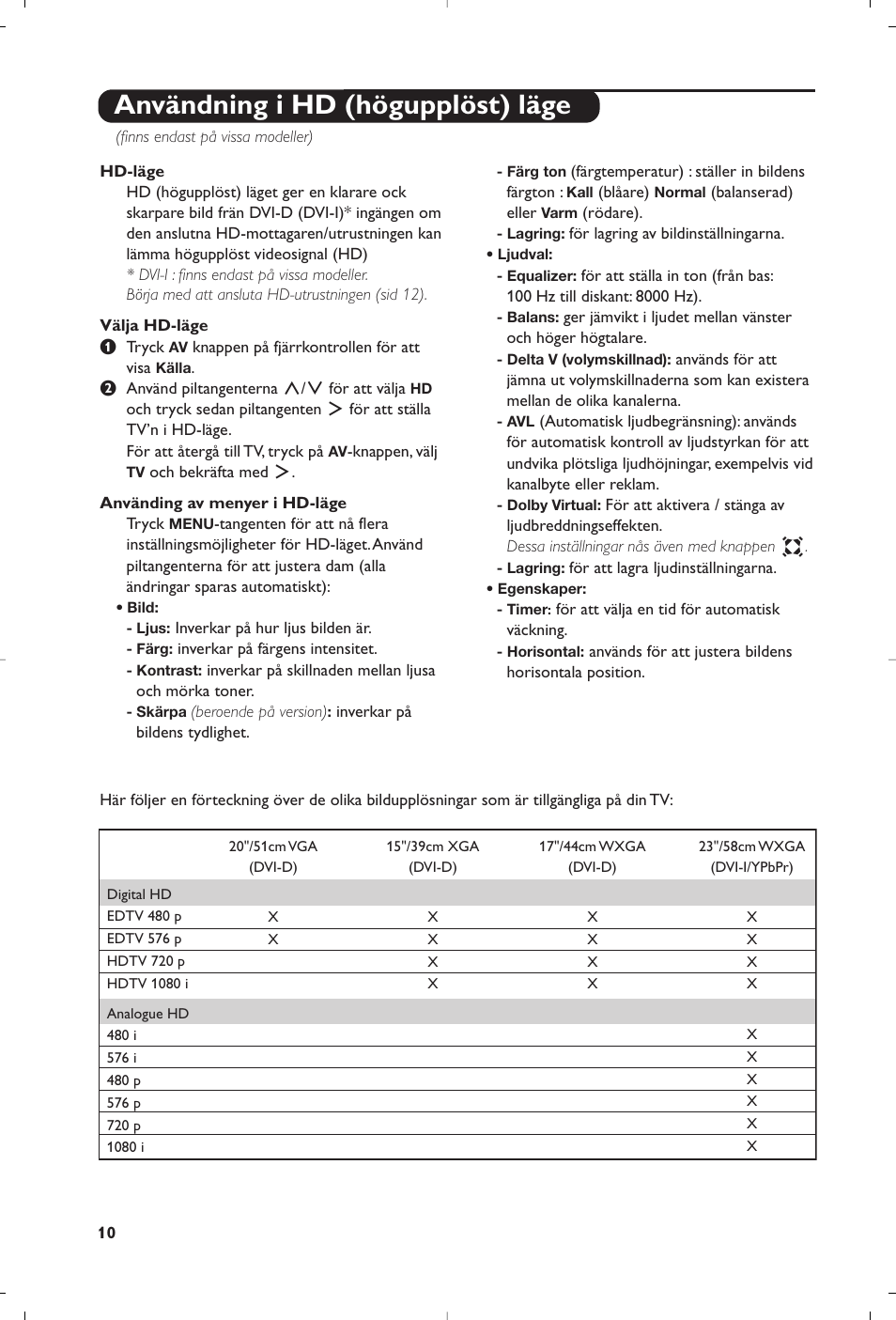 Användning i hd (högupplöst) läge | Philips 15PF4110/58 User Manual | Page 126 / 174