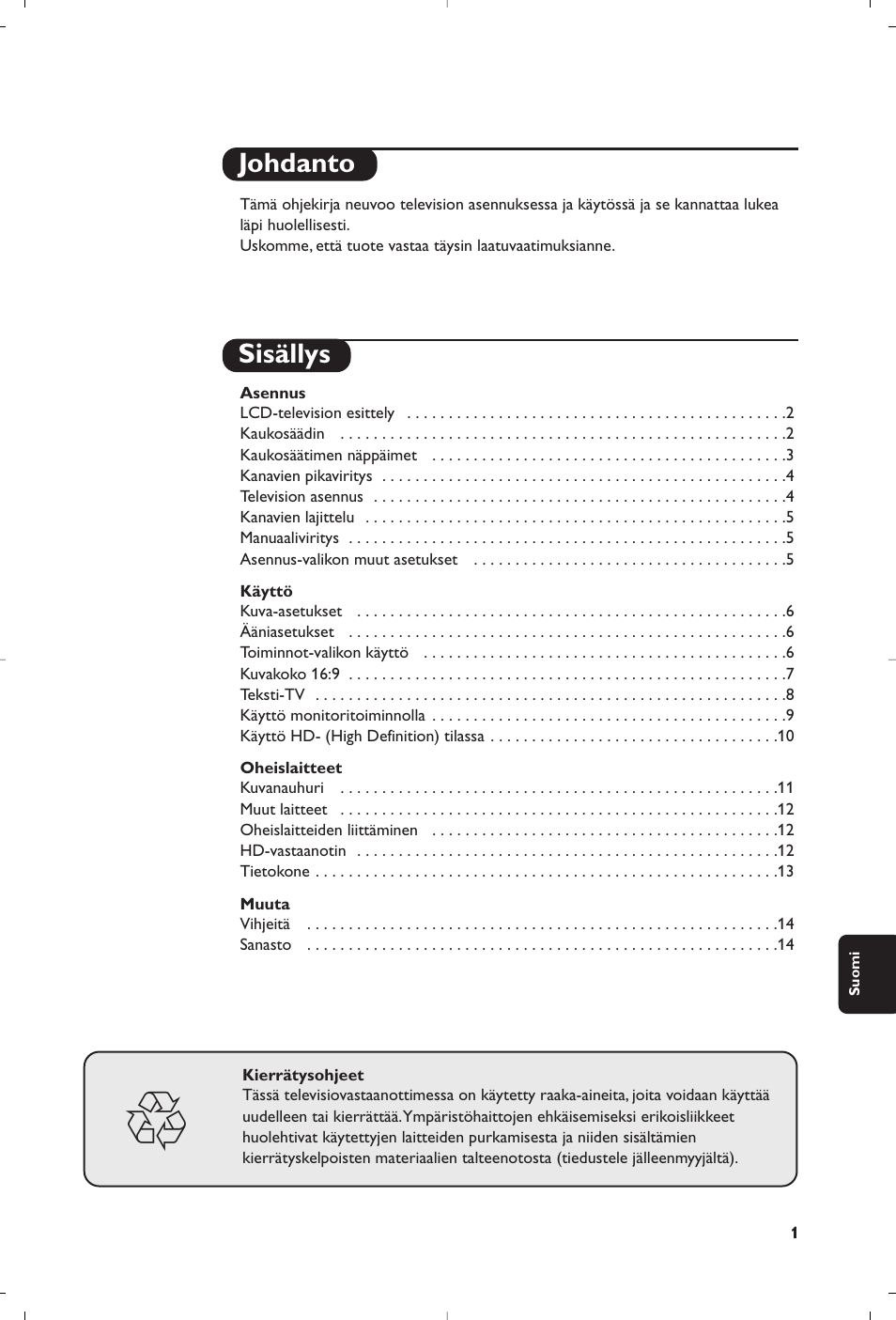 Johdanto sisällys | Philips 15PF4110/58 User Manual | Page 131 / 174