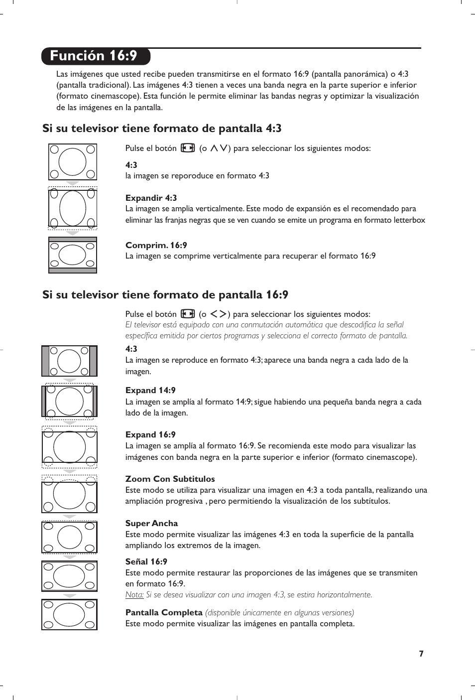 Función 16:9 | Philips 15PF4110/58 User Manual | Page 151 / 174