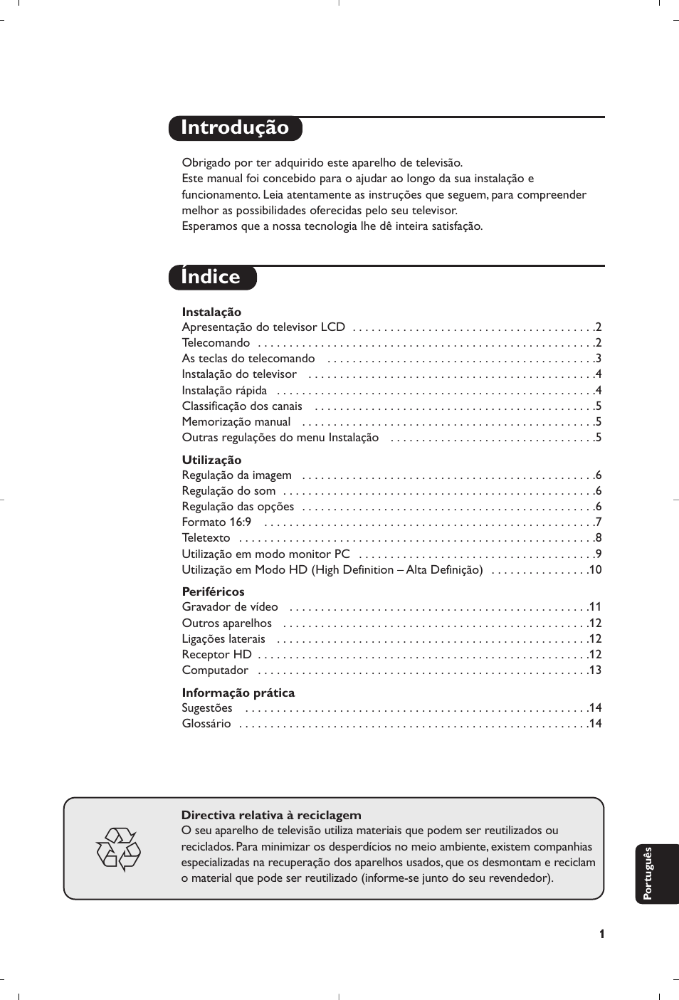 Introdução índice | Philips 15PF4110/58 User Manual | Page 159 / 174