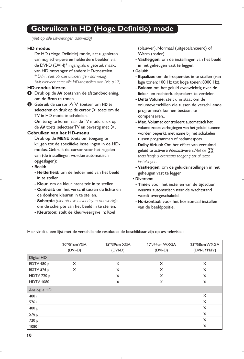 Gebruiken in hd (hoge definitie) mode | Philips 15PF4110/58 User Manual | Page 28 / 174