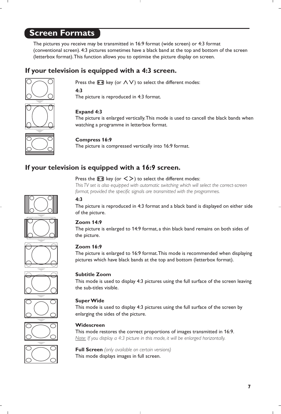 Screen formats | Philips 15PF4110/58 User Manual | Page 81 / 174