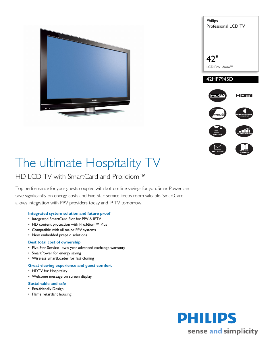Philips 42HF7945D User Manual | 2 pages