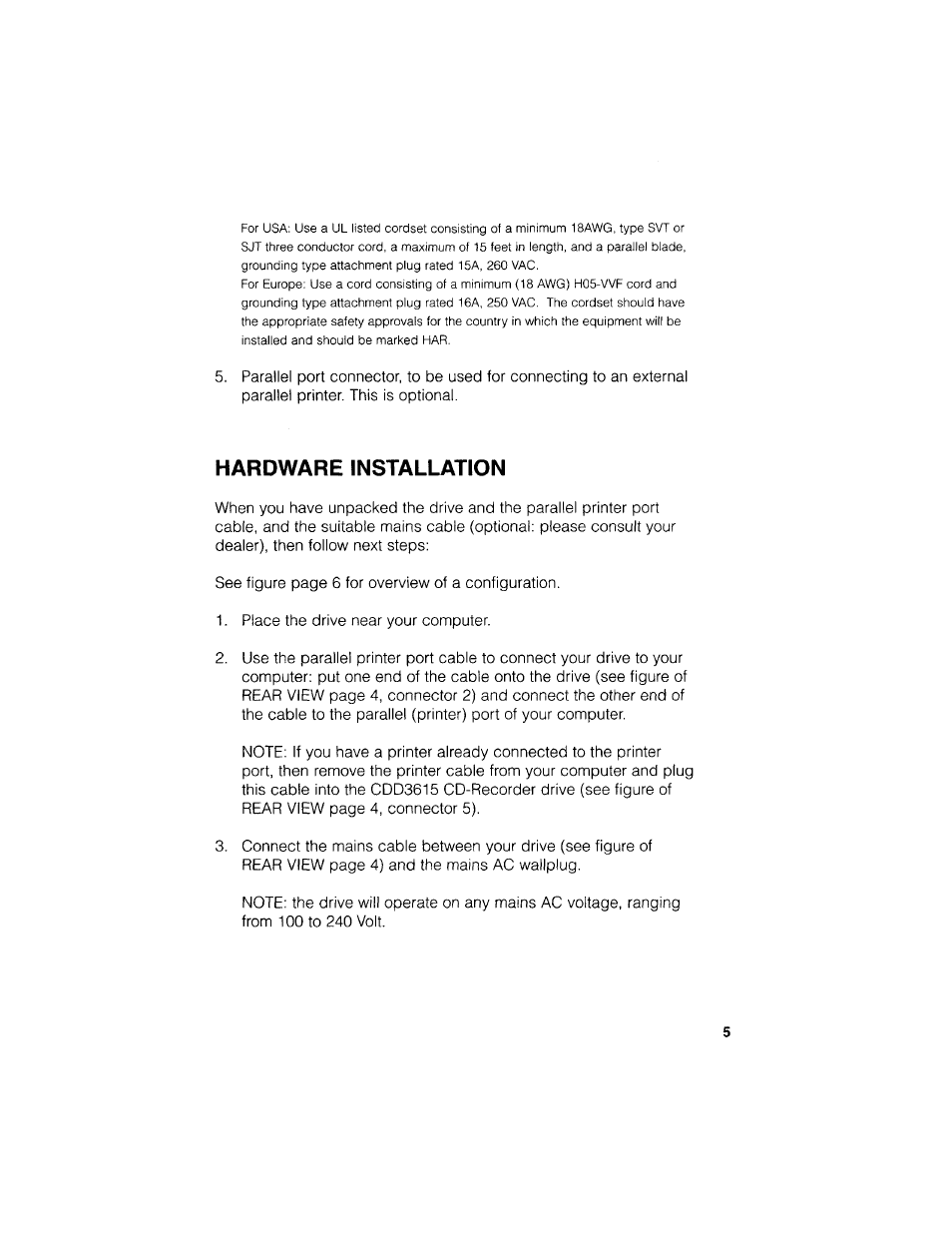 Hardware installation | Philips CDD3615 User Manual | Page 7 / 11